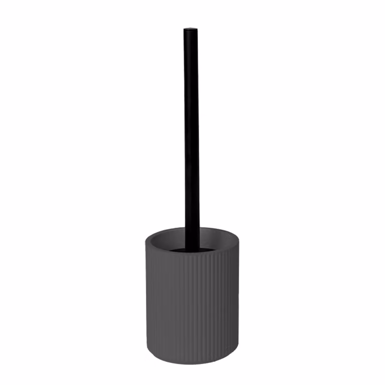 Portascopino con scopino in polipropilene e acciaio inossidabile Vestiamo Casa, colore nero, H 38 cm, Diametro: 10 cm
