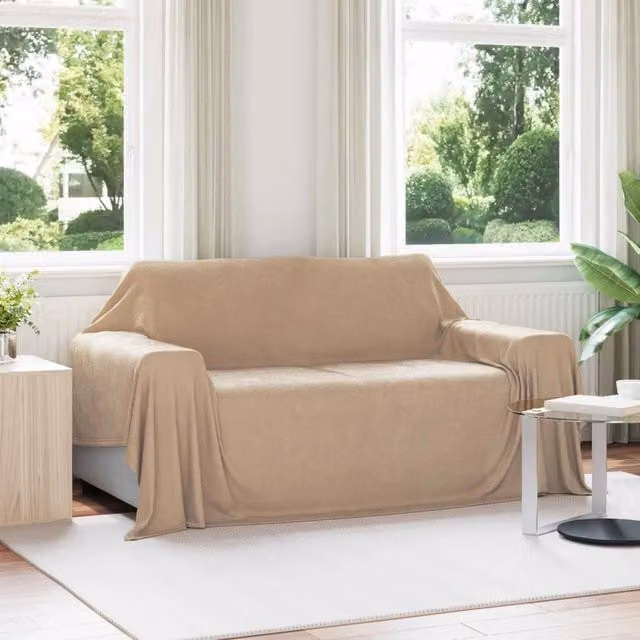 Set di 6 coperte in pile vidaXL color beige/marrone, L 280 cm x P 210 cm