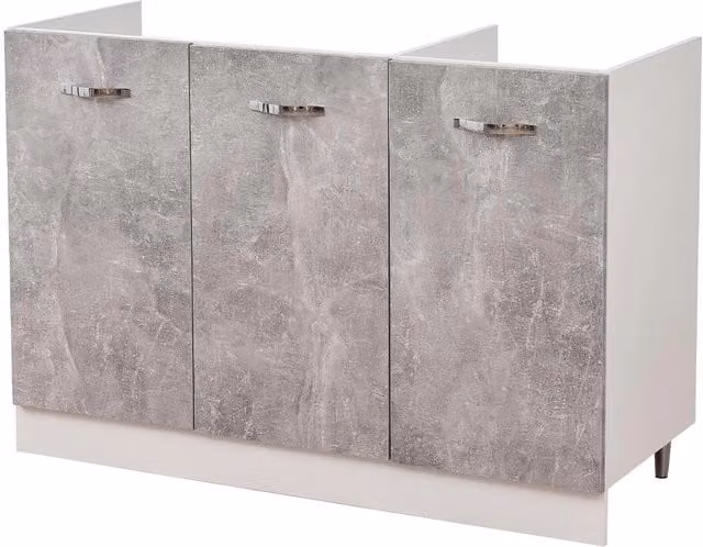 Mobile Sottolavello da Cucina Componibile Shally Dogan Grigio con 3 Ante in Legno e Finitura Opaca L: 120 cm, H: 85 cm, P: 50 cm