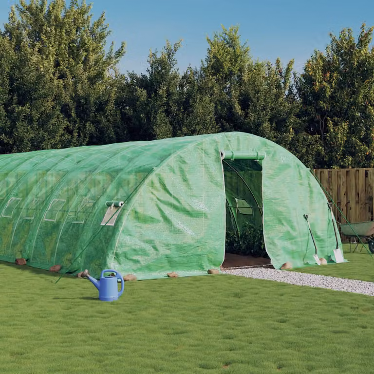 vidaXL Serra con Telaio in Acciaio Galvanizzato Verde 90 m², L: 18 m, P: 5 m, H: 2,3 m