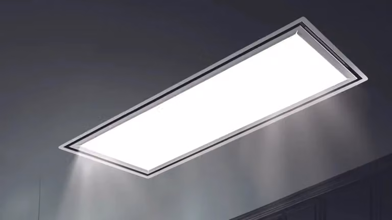 Cappa da incasso a soffitto Baraldi Flexia in acciaio inox color argento con aspirazione da 800 m3/h, L: 90 cm, P: 60 cm