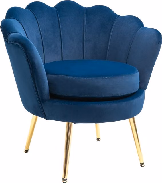 Poltrona Vintage in Velluto Blu Aosom con Schienale Alto e Design Art Déco per Soggiorno o Camera da Letto H 75 x L 63 x P 73 cm