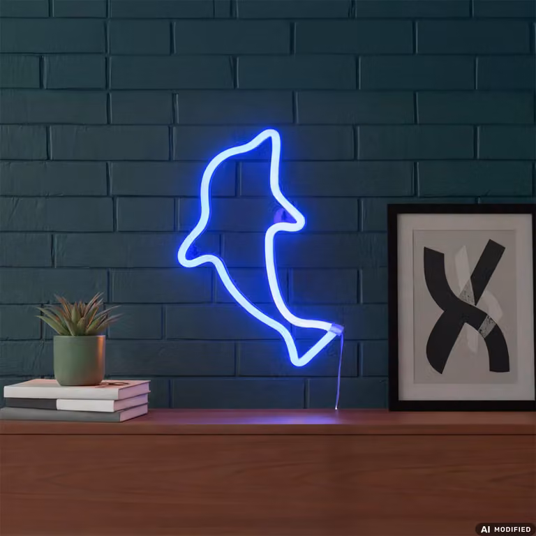 DICTROLUX Lampada LED Neon Style Animals Blu con alimentazione USB per camera dei bambini e ufficio