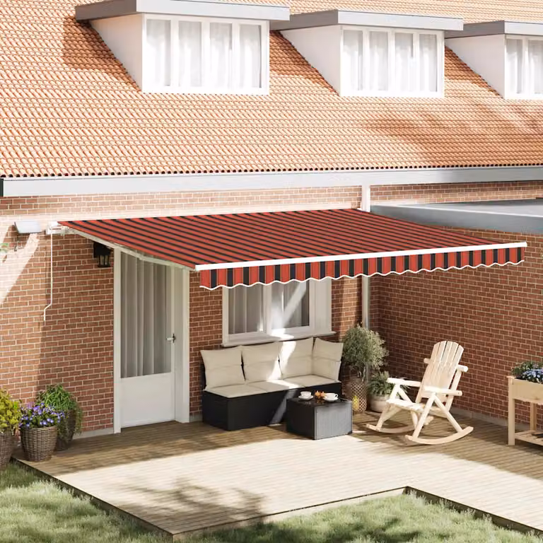 Tenda retrattile vidaXL in poliestere e alluminio, arancione e marrone, L: 450 cm x P: 300 cm