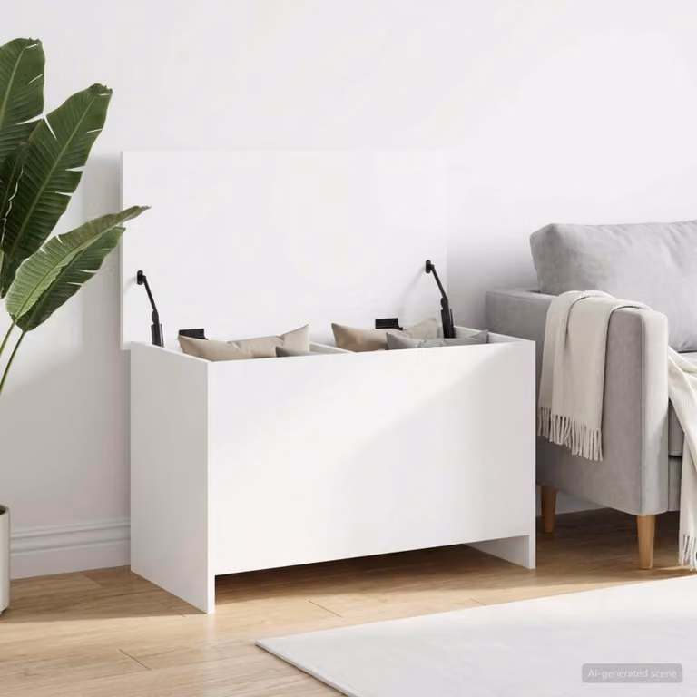Cassa di stoccaggio vidaXL in legno ingegnerizzato bianco, L 80 x P 40 x H 50 cm
