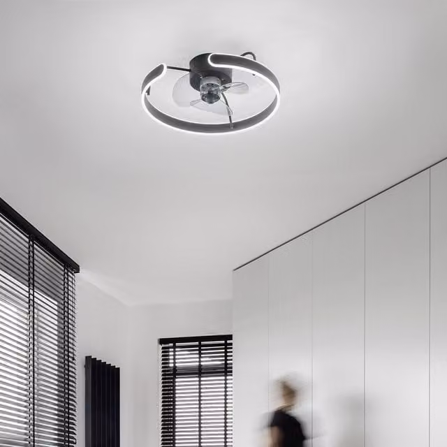 Ventilatore a soffitto Fabas Savoy con luce LED e telecomando, colore nero