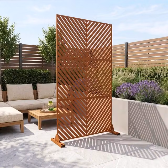 Pannello Divisorio Kekan casa.pro con Struttura Decorativa in Acciaio Corten, Marrone, L: 90 cm, H: 180 cm, P: 40 cm