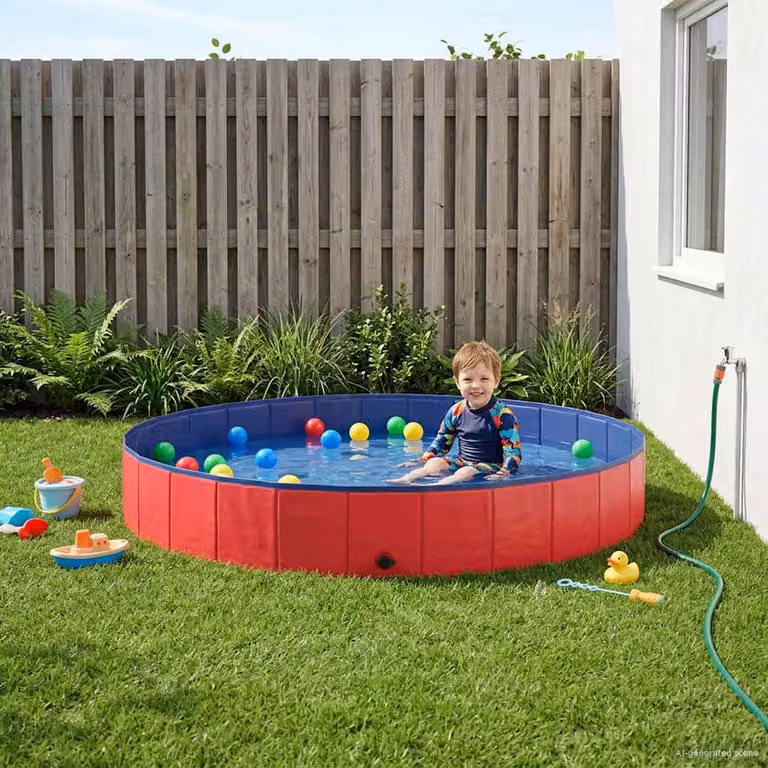 Piscina gonfiabile rotonda per bambini vidaXL, colore rosso, Ø 200 x H 30 cm