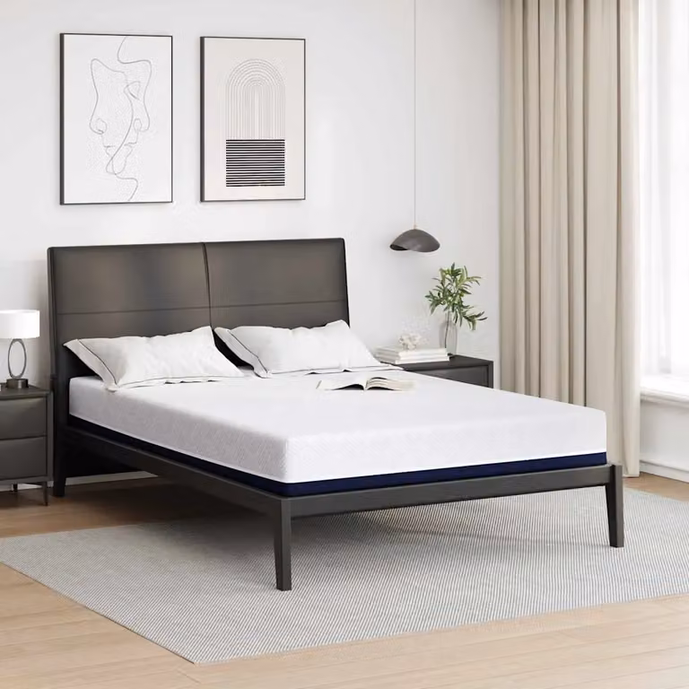 Materasso in schiuma con gel vidaXL Bianco e Blu L: 160 cm, P: 200 cm, H: 20 cm con tessuto Jacquard e regolazione della temperatura