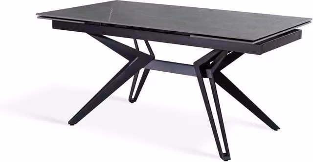 E-Stylo Tavolo allungabile rettangolare con piano in ceramica grigia e base in metallo nero opaco L/P/H: 160/240 x 90 x 76 cm