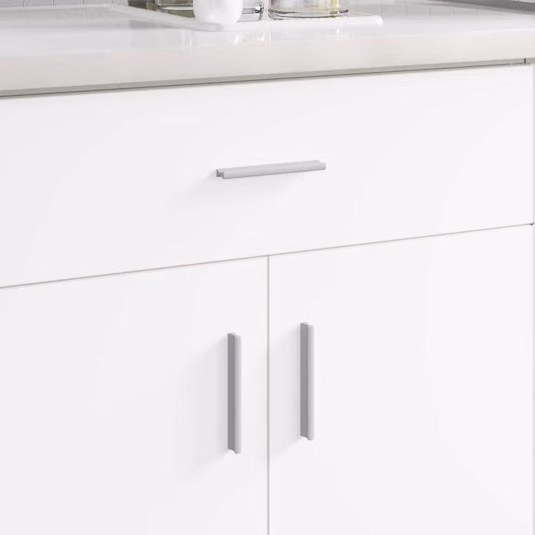 Maniglia a barra vidaXL in alluminio color argento opaco, L: 10,57 cm, P: 1,55 cm, H: 7,4 cm