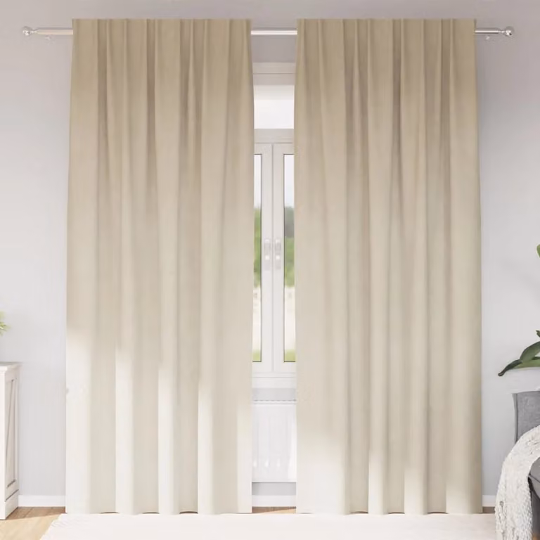 Set di 2 tende oscuranti vidaXL in velluto beige, L: 140 cm x H: 225 cm