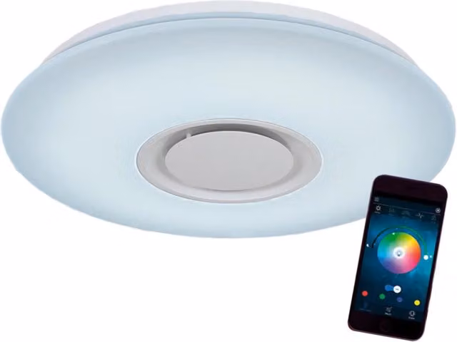 LÚZETE Lampada da soffitto a LED 48W bianca con Bluetooth, dimmabile e telecomando, diametro 60 cm