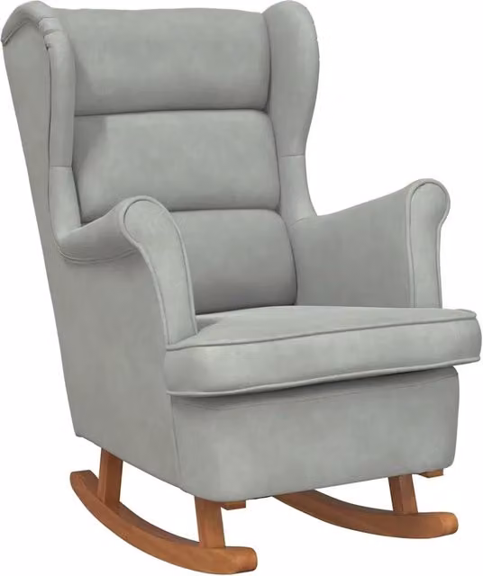 Sedia a dondolo con schienale alto in velluto grigio chiaro CFW8657324 con braccioli