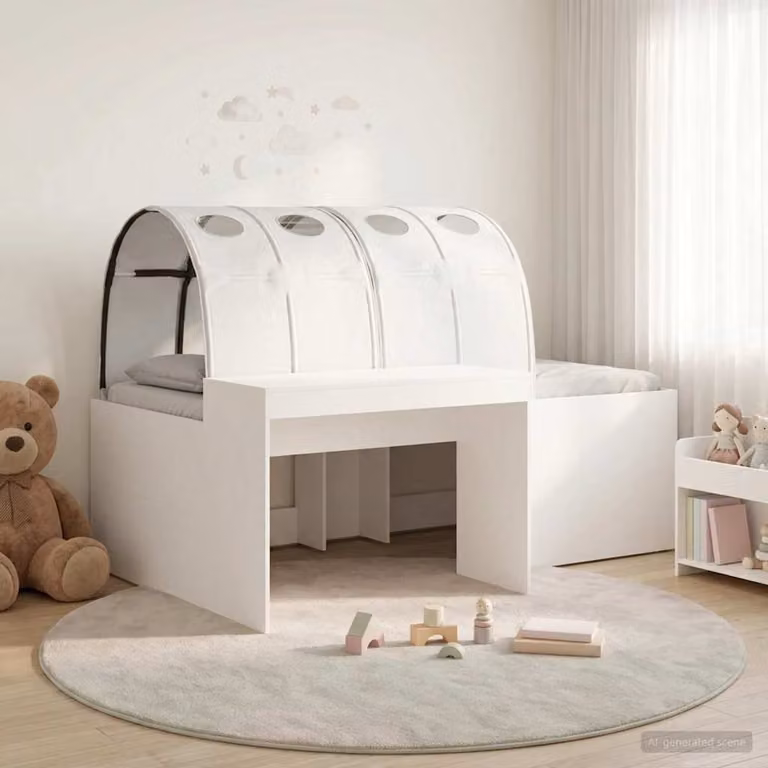Letto singolo con tunnel vidaXL in legno ingegnerizzato bianco L: 80 cm, P: 200 cm, H: 123,5 cm