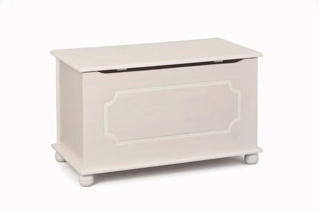 Panca Contenitore Emel Inter Link in Legno di Pino Massello Laccato Bianco L: 89 cm, P: 47 cm, H: 53 cm