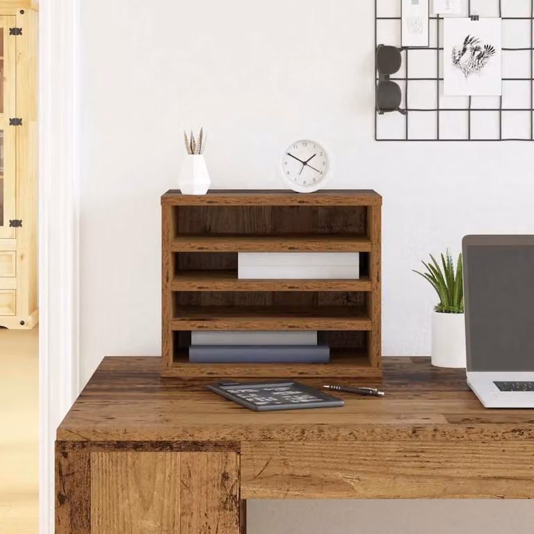 Organizzatore da scrivania vidaXL in legno marrone, L 36 cm x P 26 cm x H 29,5 cm