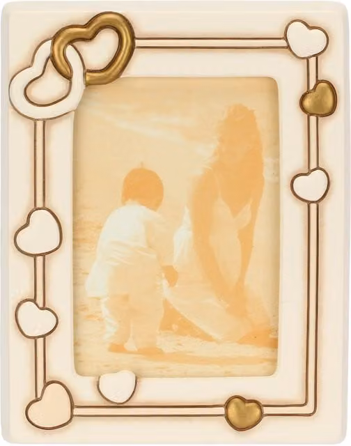 Portafoto Thun in ceramica bianca con decorazione a cuori