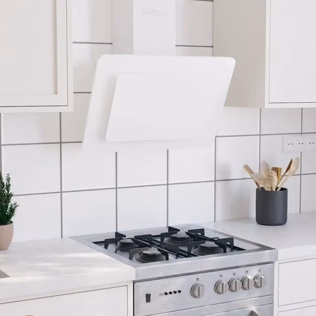 Cappa a parete Outsunny in acciaio inox, vetro e metallo, colore bianco, L: 60 cm