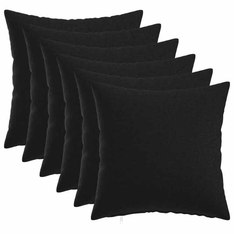 Set di 6 federe vidaXL HEERLEN nere in poliestere, forma quadrata, 35 x 35 cm