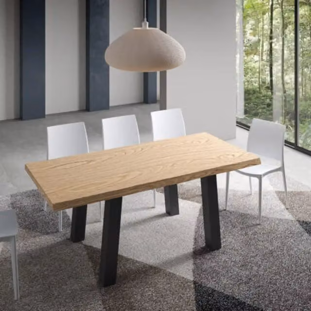 Tavolo fisso Itamoby Svalen in rovere scortecciato con gambe in metallo antracite L: 200 cm, P: 90 cm, H: 75 cm