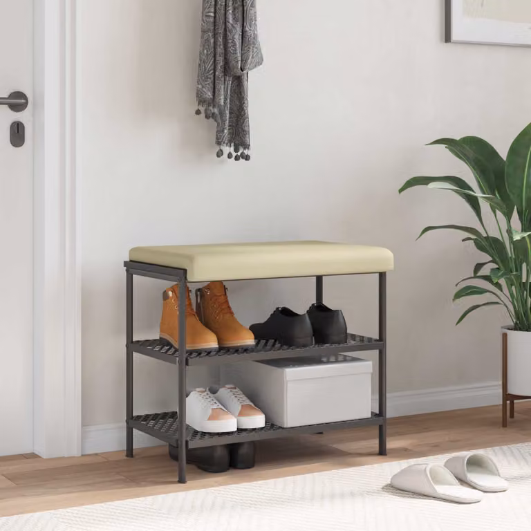 Cuscino per panchina vidaXL in similpelle beige con base antiscivolo, L: 60 cm, P: 60 cm, H: 3,5 cm
