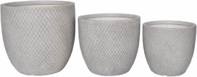 Set di 3 Vasi Mimosa GIORDANOSHOP in Fibra di Argilla, Design Moderno e Geometrico, Colore Grigio, per Uso da Tavolo
