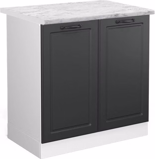 Mobile lavello cucina Vicco R-Line stile rustico antracite e bianco con piano in marmo L: 80 cm, P: 60 cm, H: 81,6 cm
