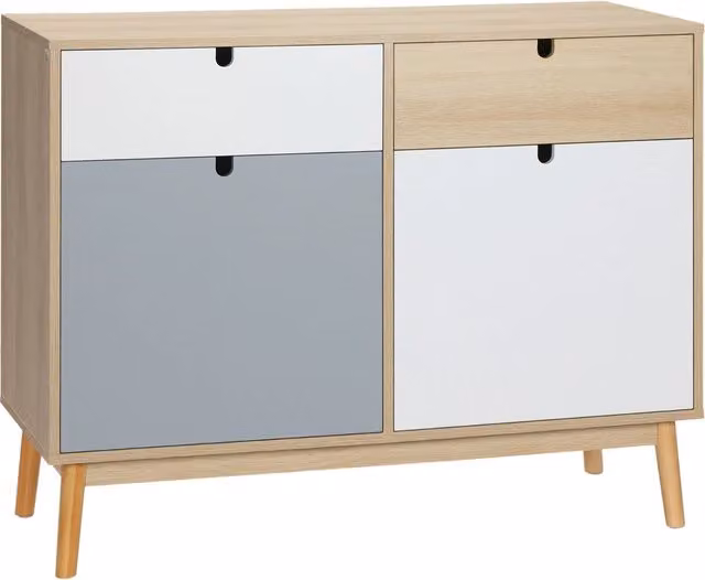 Consolle da ingresso Xylo in legno di pino multicolore con cassetti e ante L: 100 cm, P: 40 cm, H: 79,5 cm