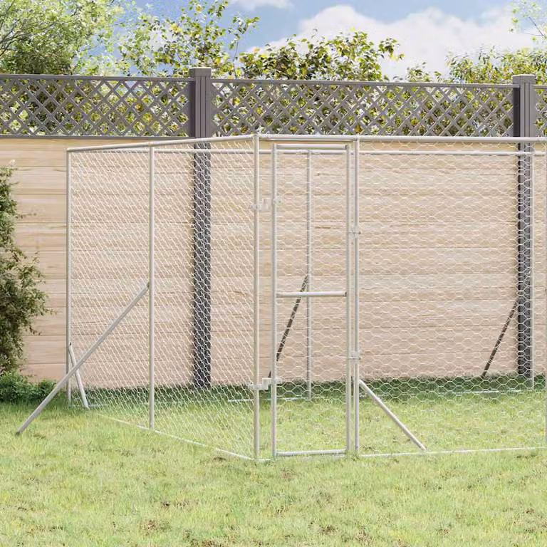 Cuccia per cani da esterno vidaXL in acciaio zincato argento L: 8 m, P: 4 m, H: 2 m