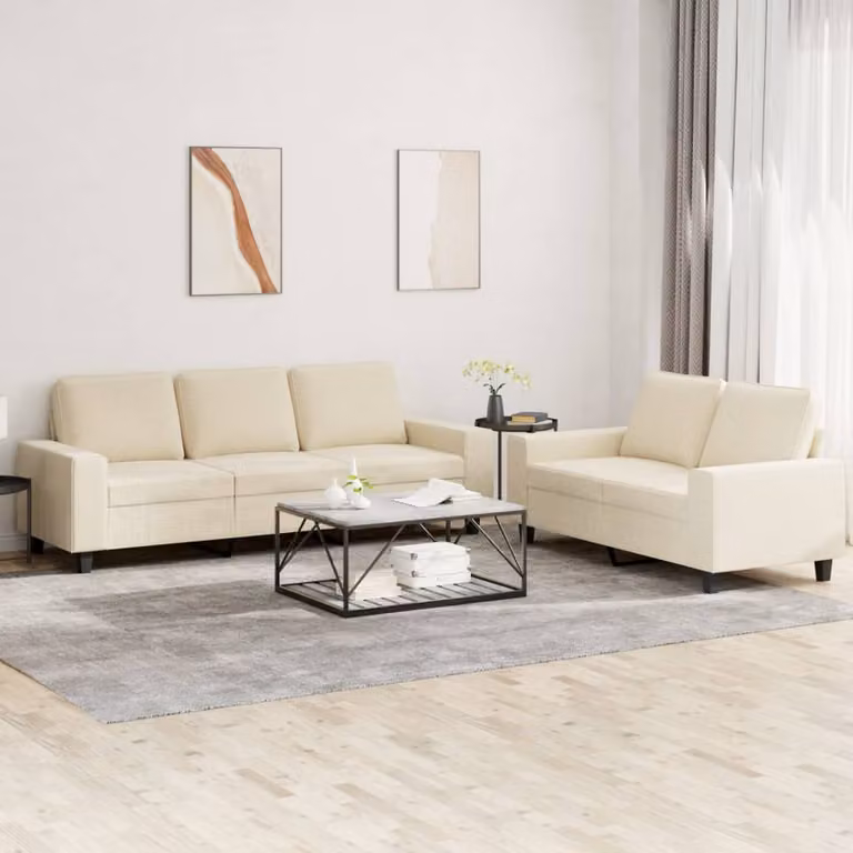 Set di divani vidaXL composto da un divano a 2 posti e uno a 3 posti in tessuto beige con design moderno per il tuo soggiorno