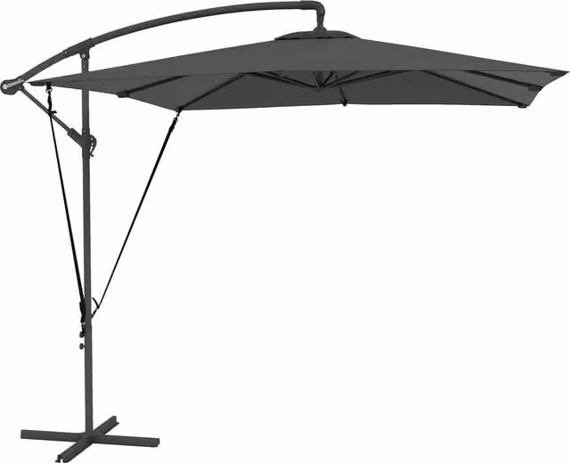 Ombrellone a sbalzo regolabile Outsunny con base a croce e manovella in acciaio e poliestere, Grigio Scuro, L/P/H: 247 x 247 x 256 cm
