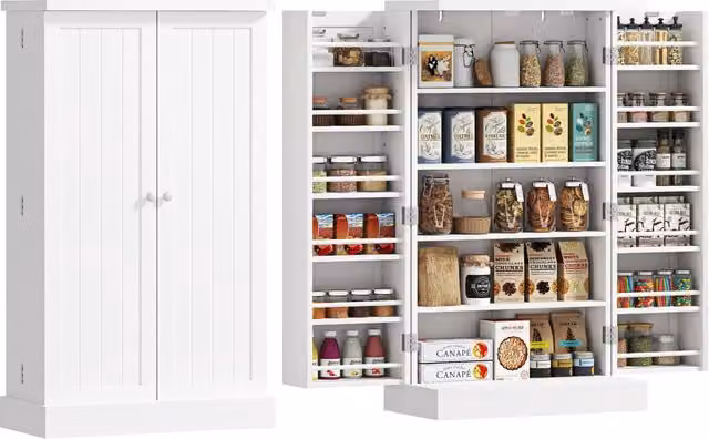 Mobile dispensa cucina Xylo bianco con 2 ante e 5 ripiani regolabili L/P/H: 60 x 30 x 104 cm