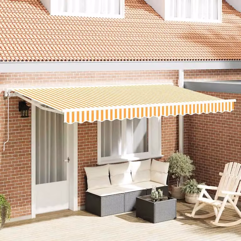 vidaXL Struttura per tenda a semi-cassette in alluminio e poliestere, Giallo e Bianco, L: 350 cm, P: 200 cm