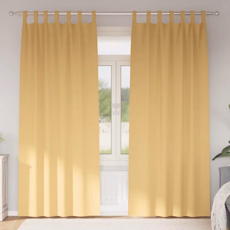 Set di 2 tende blackout vidaXL con anelli in poliestere, colore beige, H: 225 cm x L: 140 cm