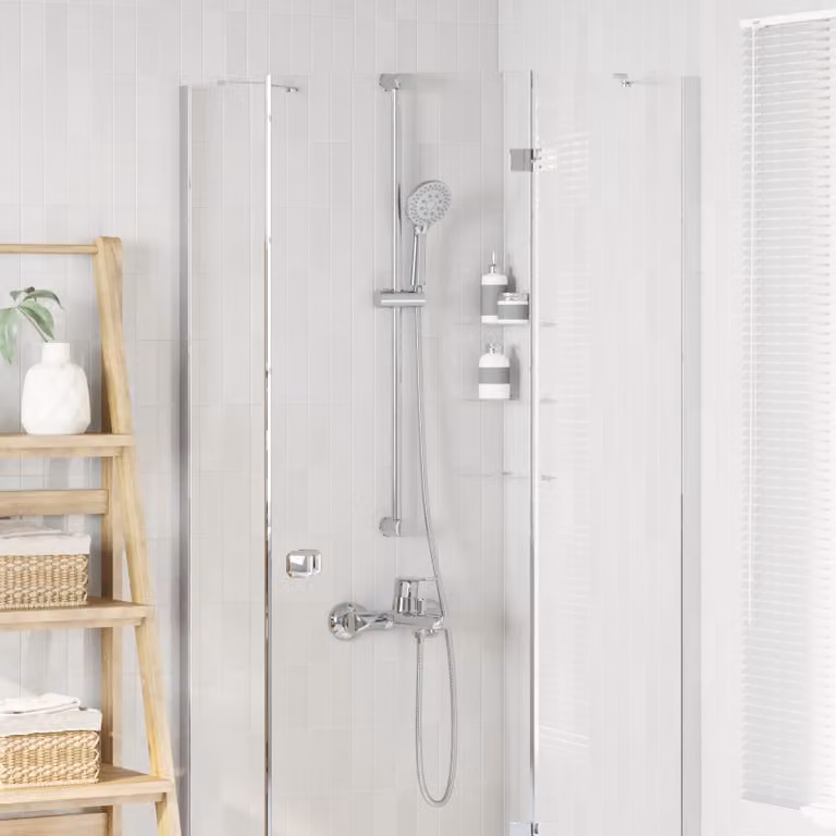 Set di doccia vidaXL con soffione rotondo e doccino a mano, montaggio a parete, in acciaio inox color argento cromato