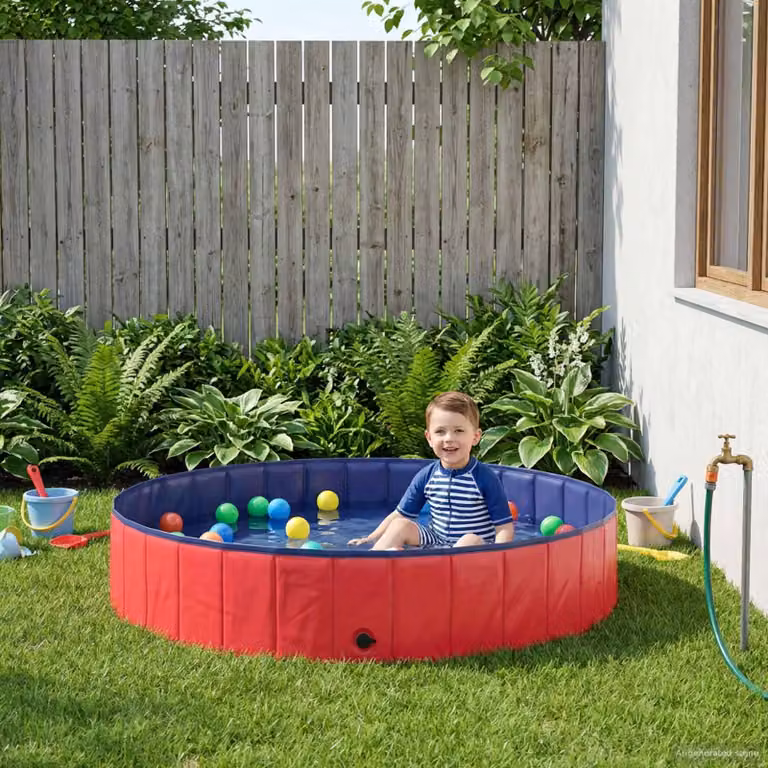 Piscina gonfiabile rotonda per bambini vidaXL, Rosso e Blu, Ø 160 x H 30 cm