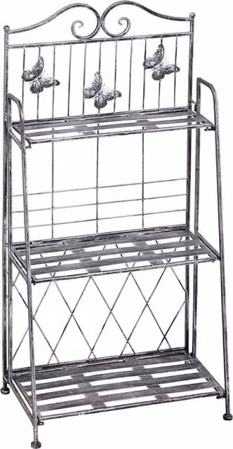 Scaffale Fioriera Pieghevole Aosom con 3 Ripiani in Metallo, Argento, L 44 cm x P 25 cm x H 96 cm