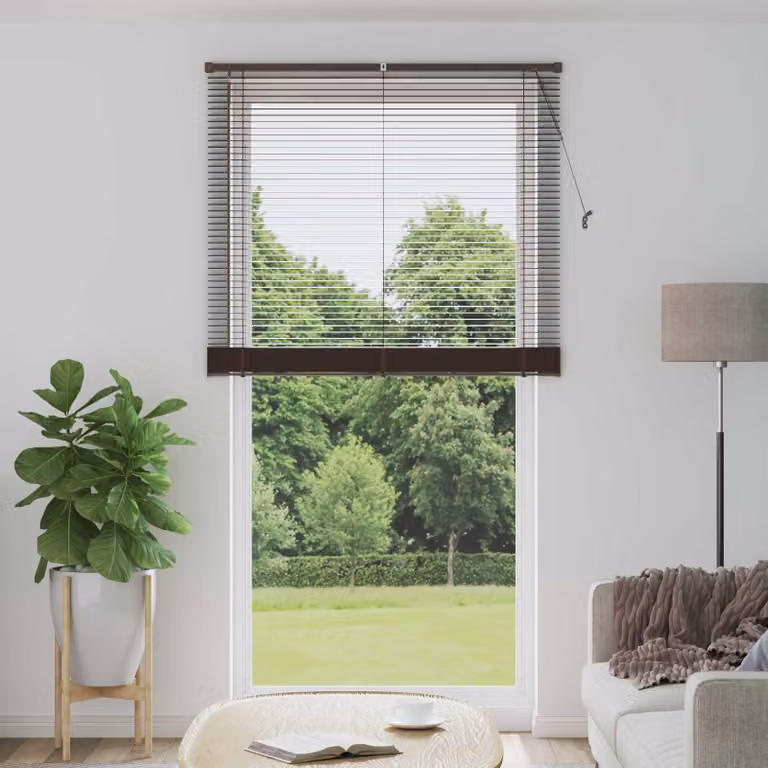 vidaXL Tenda Veneziana Marrone con Motivo Semi-trasparente in PVC, L: 213 cm, H: 110 cm, Larghezza delle lamelle: 25 mm