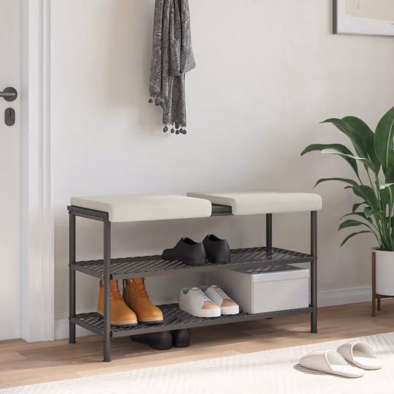 Set di 2 cuscini per panchina vidaXL in velluto beige con base antiscivolo, Profondità: 35 cm