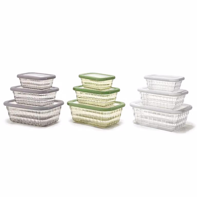 Set di 3 contenitori rettangolari ermetici trasparenti GUSTO CASA Linea Timeless impilabili e senza BPA