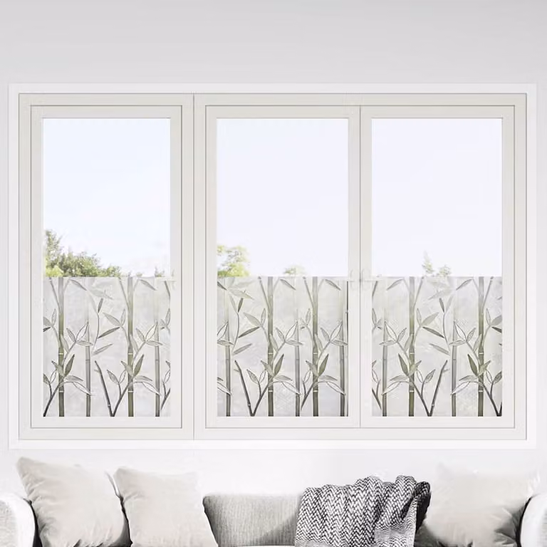 vidaXL Pellicole Adesive per Finestre in PVC con Motivo Botanico Bianco e Trasparente, Set da 4 Pezzi