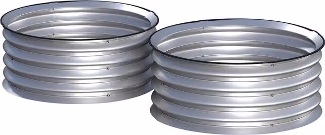 Set di 2 Letti per Orto Rialzati Outsunny in Acciaio Galvanizzato Argento, Ø 60 cm, H 30 cm