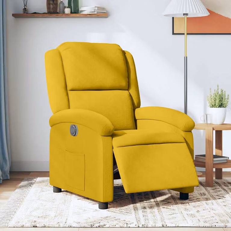 vidaXL Poltrona Reclinabile Elettrica in Velluto Giallo con Braccioli