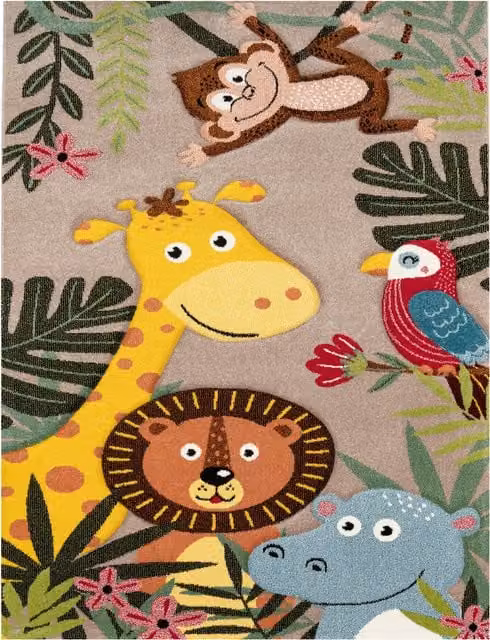 Tappeto per bambini Diamona beige con motivo animalier L: 200 cm, P: 290 cm