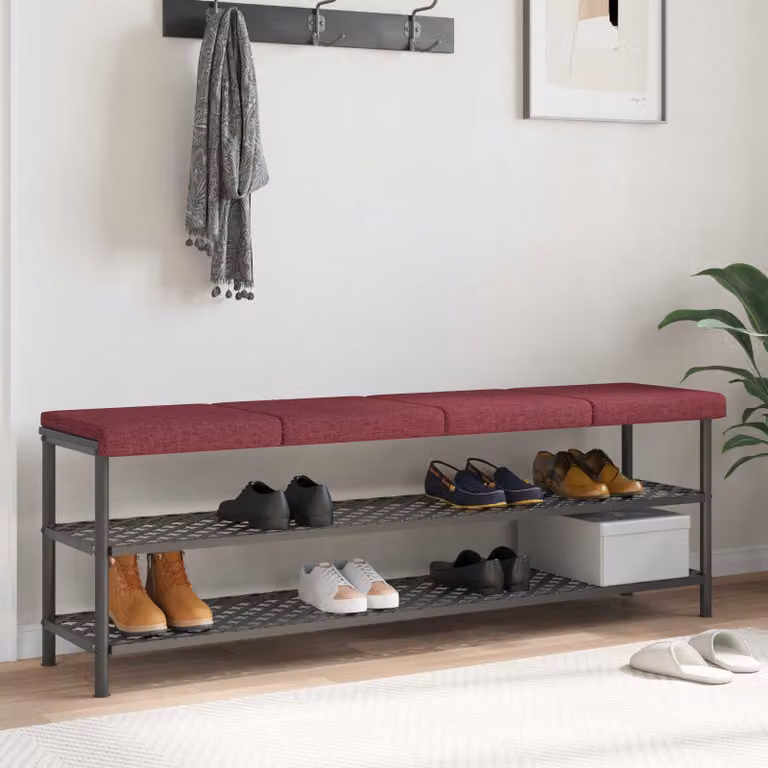 Set di 4 cuscini per panchina vidaXL in tessuto rosso, forma rettangolare con base antiscivolo e imbottitura in schiuma, L: 40 cm, P: 35 cm, H: 3,5 cm
