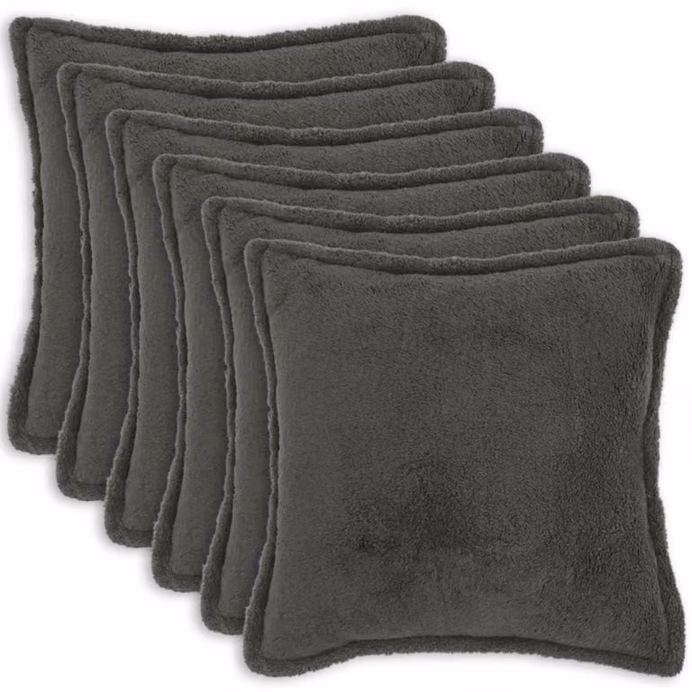 Set di 6 federe vidaXL HOUTEN in tessuto bouclé grigio scuro, L 70 x P 70 cm