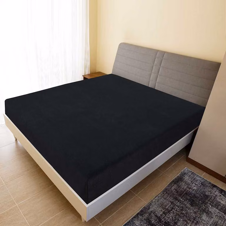 Lenzuolo con angoli vidaXL in jersey di cotone nero 90 x 200 cm