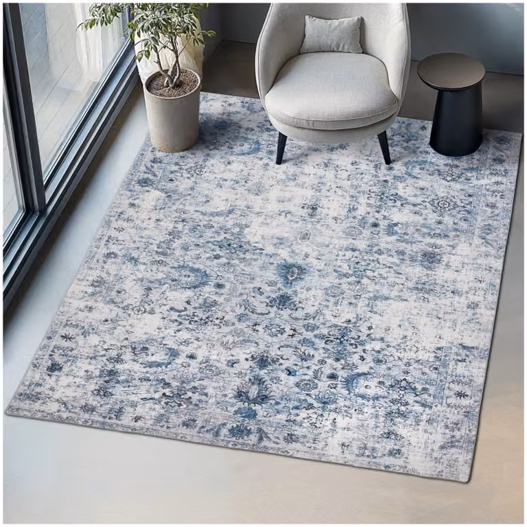 Tappeto orientale vintage Amara tectake blu, lavabile e antiscivolo, L: 200 cm x P: 274 cm