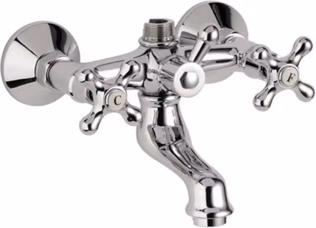 Rubinetto per vasca a incasso con deviatore e doppio comando Remer Serie Liberty in colore argento cromato